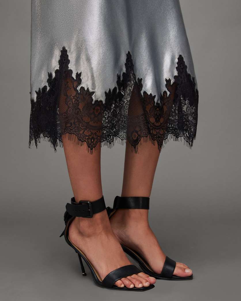 Ophelia Metallic Lace Trim Maxi Dress