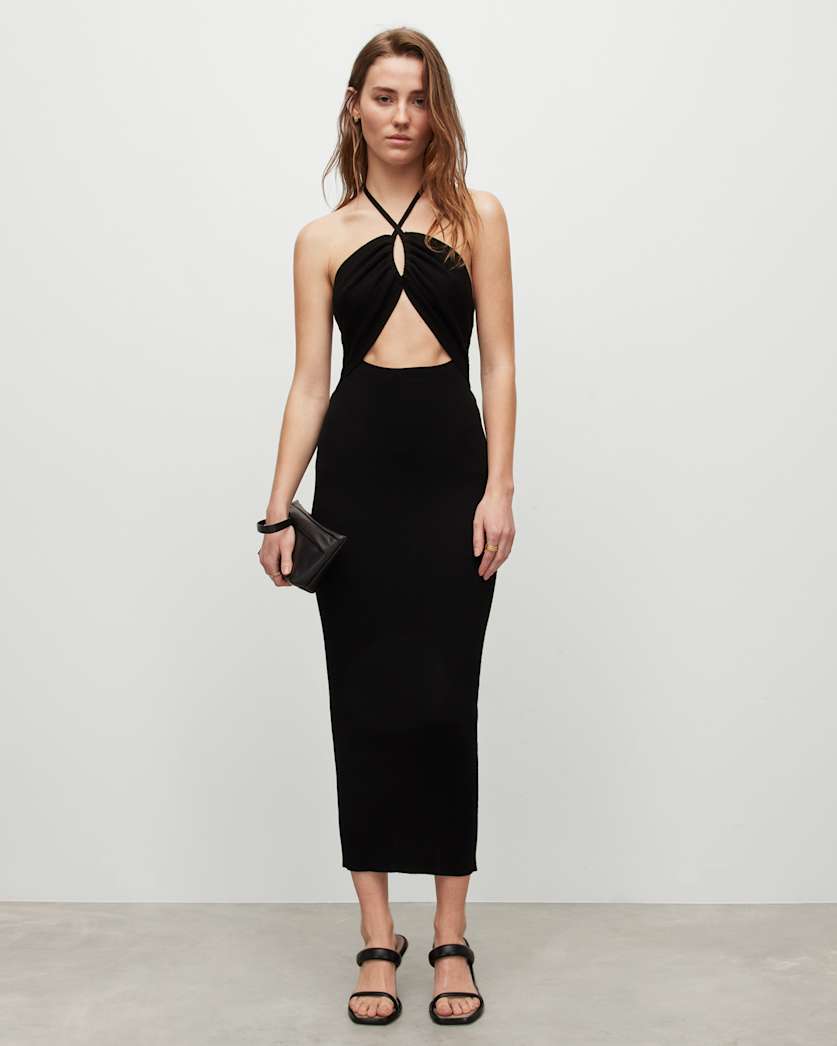 Toni Adjustable Tie Ribbed Maxi Dress