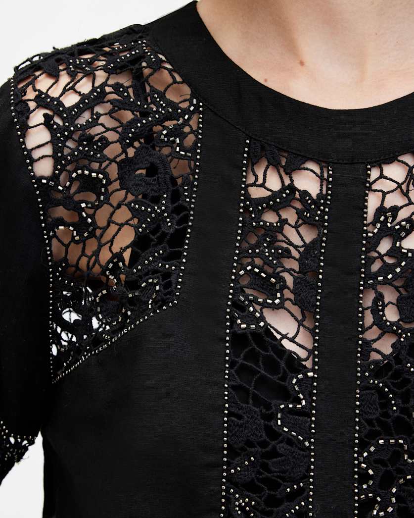 Noush Embellished Linen Blend Mini Dress