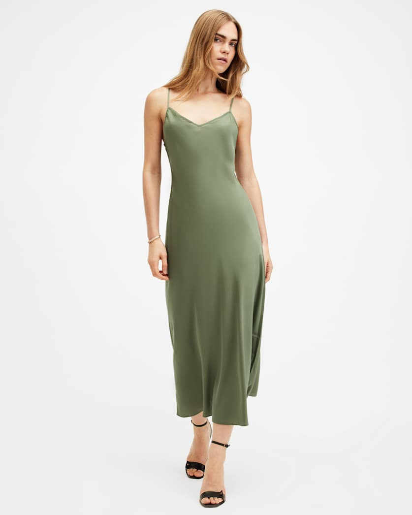 Bryony V-Neck Midi Slip Dress