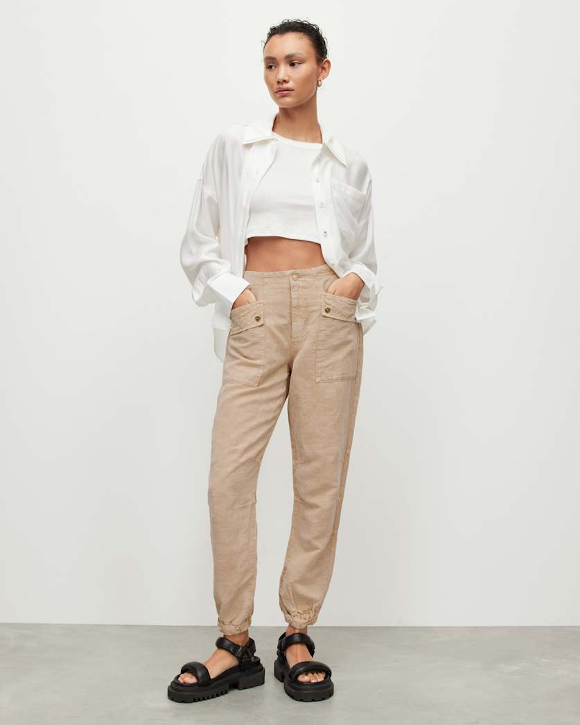 Val High-Rise Cargo Linen Blend Trousers