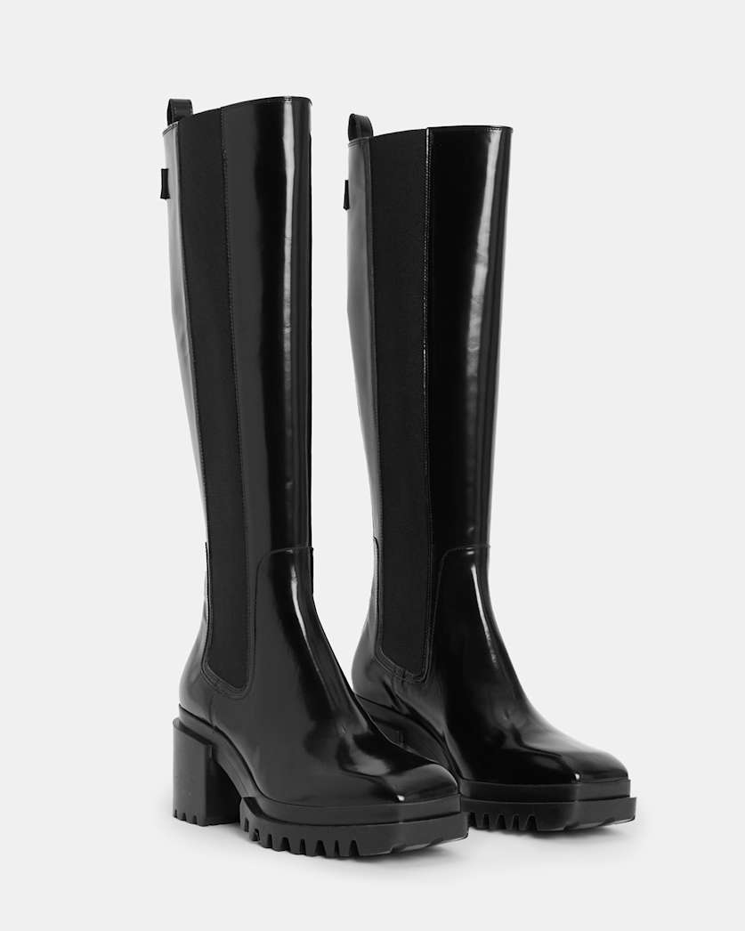 Natalia Knee High Shine Leather Boots