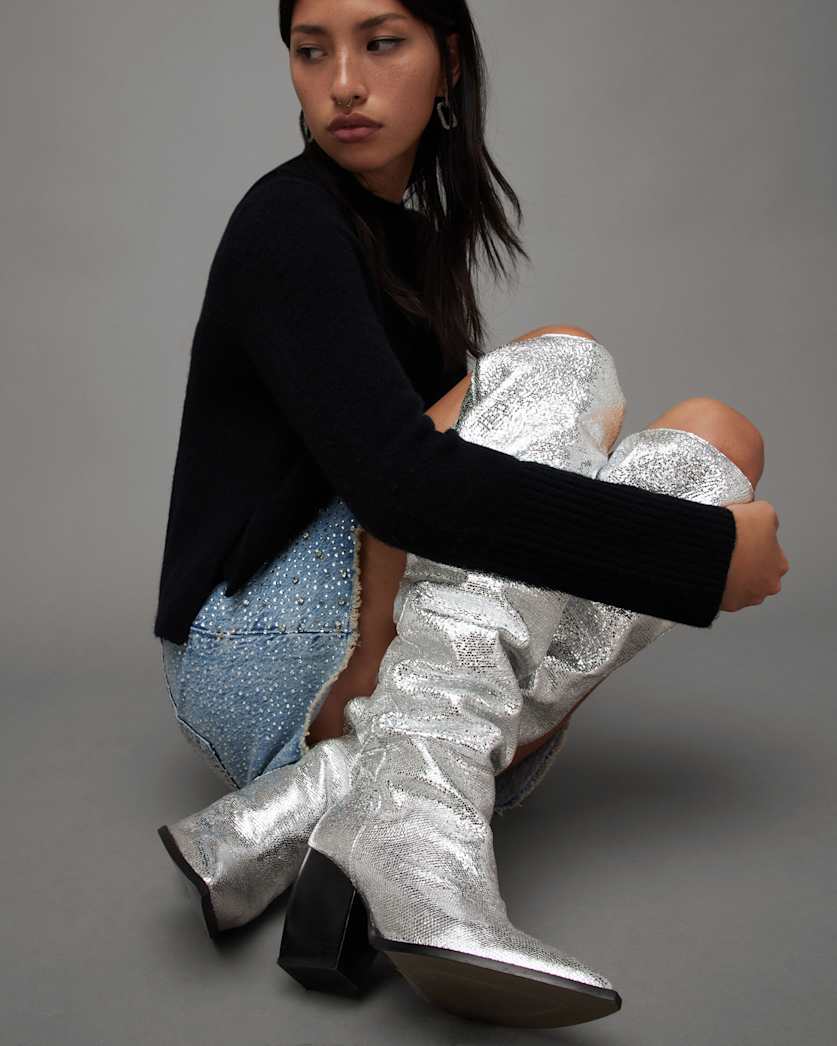 Reina Metallic Leather Boots
