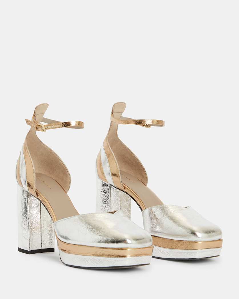 Tiffany Metallic Square Platform Heels