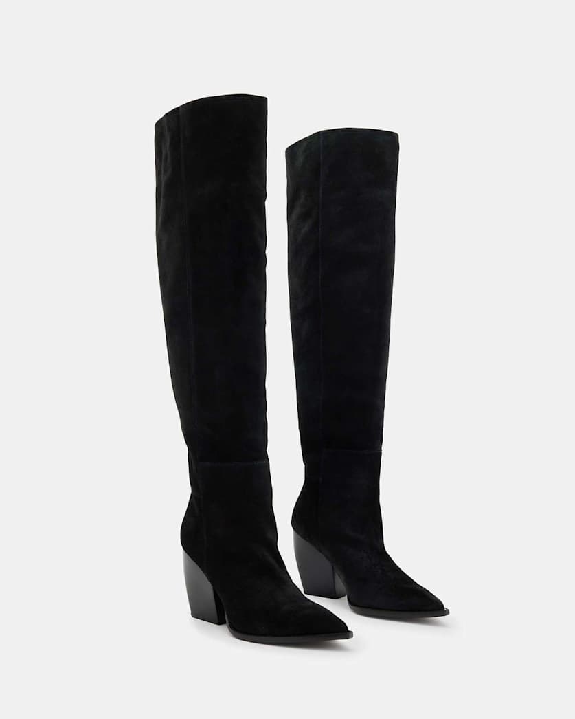 Reina Knee High Pointed Suede Boots