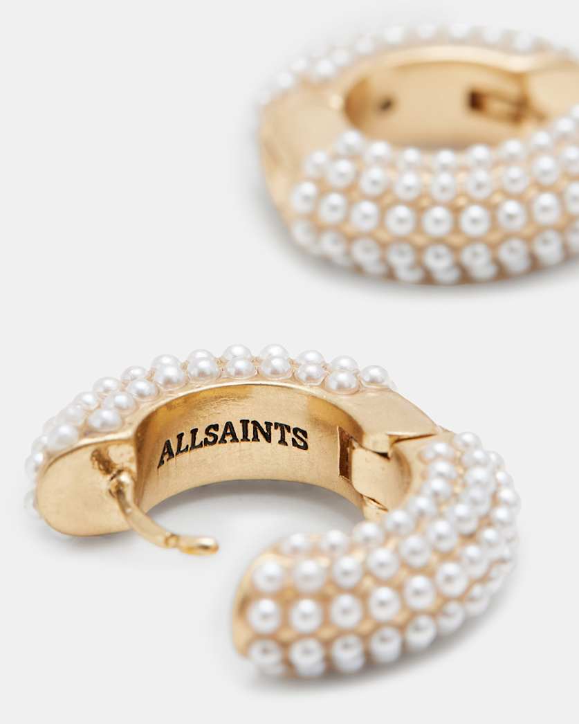 Pearl Beaded Chunky Hoop Earrings