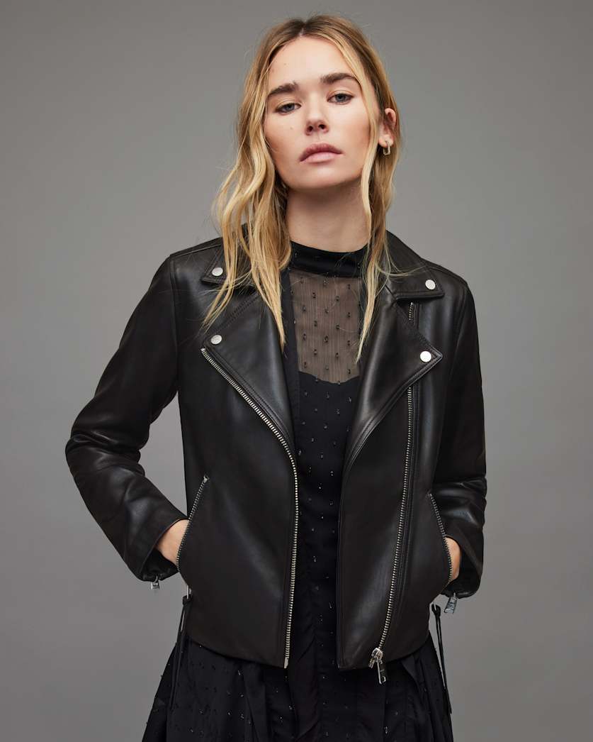 Dalby Slim Fit Leather Biker Jacket