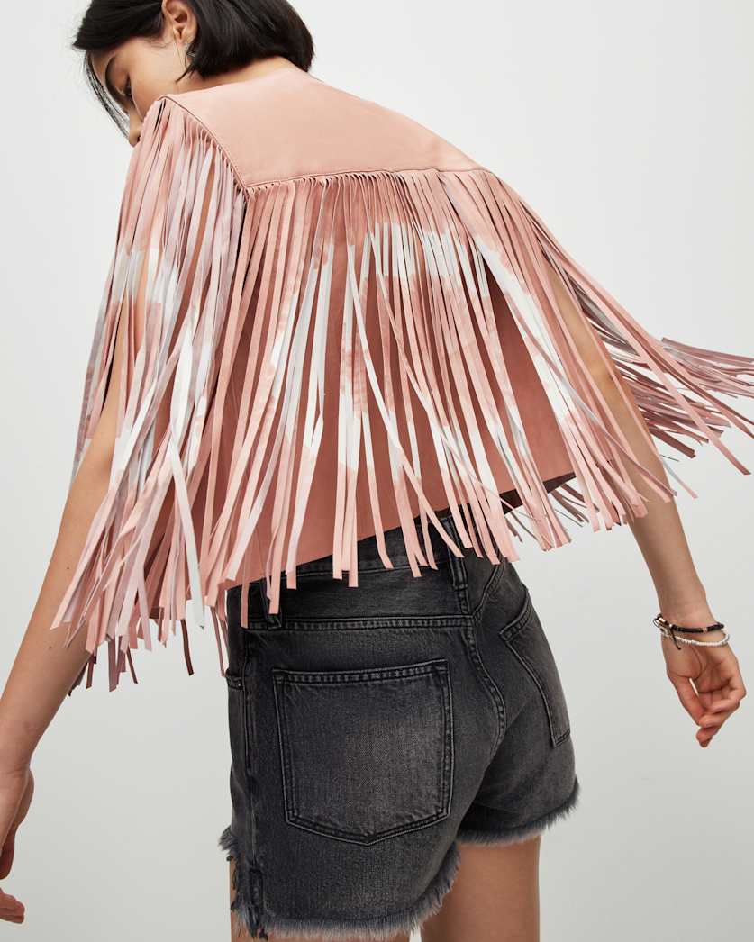 Evie Leather Tie Dye Tassel Gilet