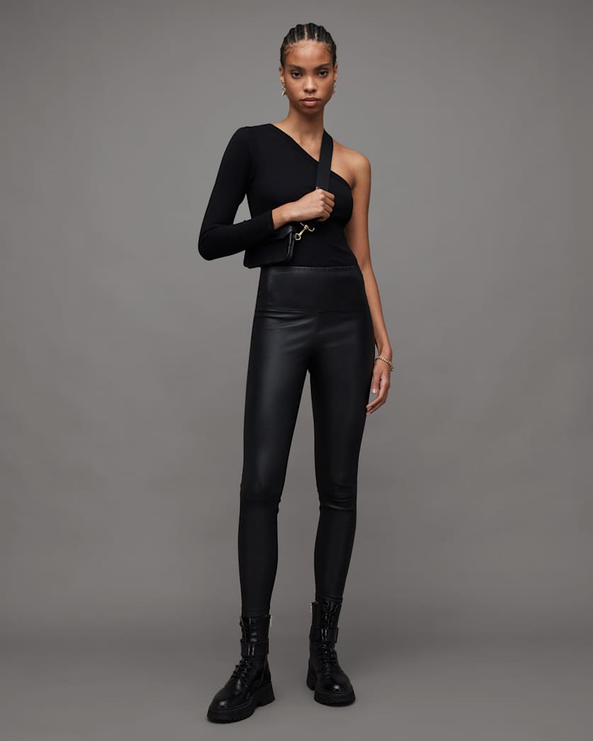 Stef One Sleeve Asymmetric Ribbed Top