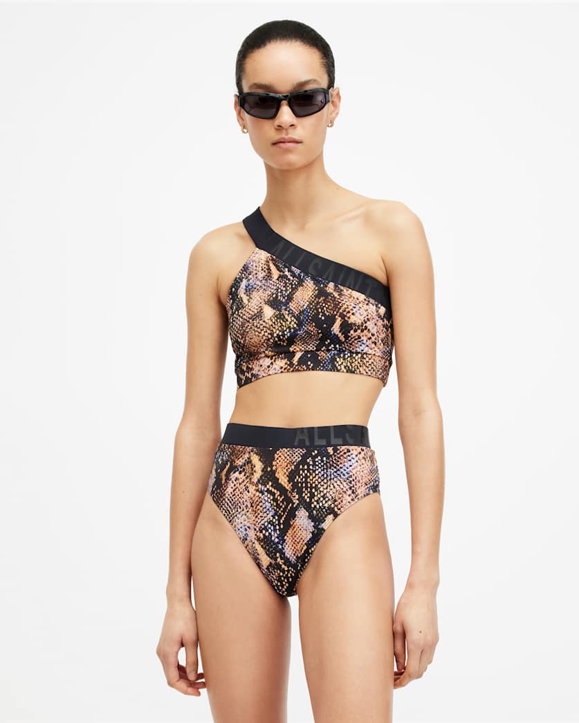 Dara Snake Print Asymmetric Bikini Top