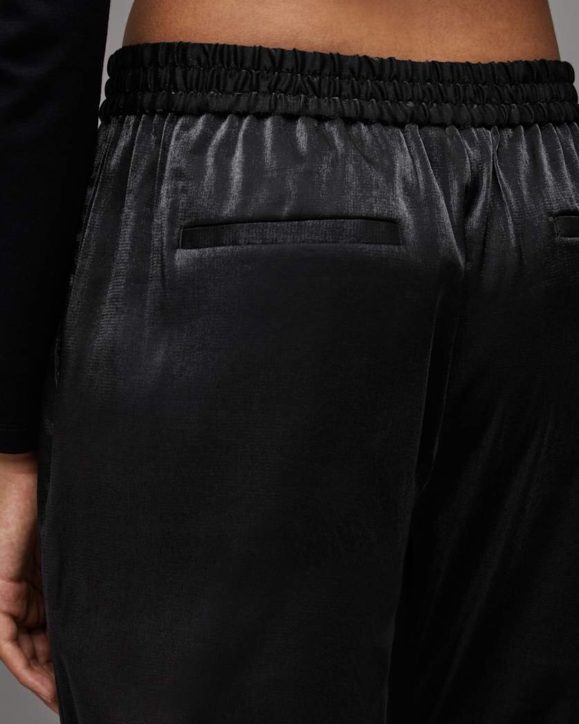 Aleida Mid-Rise Tapered Shiny Trousers