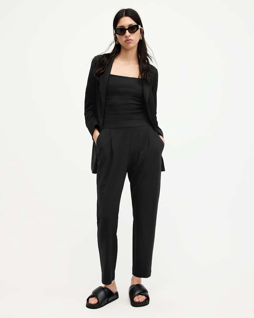 Aleida Mid-Rise Tapered Jersey Trousers