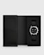 Subtitled IV Stainless Steel and Black Leather Watch