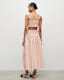 Alex Smocked Side Split Midi Skirt
