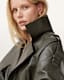Inez Leather Long Trench Coat