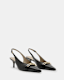 Grace Leather Chain Slingback Heels