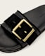 Ellie Raffia Buckle Leather Sliders