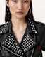 College Relaxed Fit Leather Biker Jacket