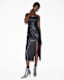 Norlene Scoop Neck Leather Midi Dress