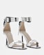 Noir Metallic Leather High Heel Sandals