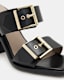 Camille Leather Buckle Strap Block Heels
