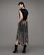 Lerin Metallic Asymmetric Midi Skirt