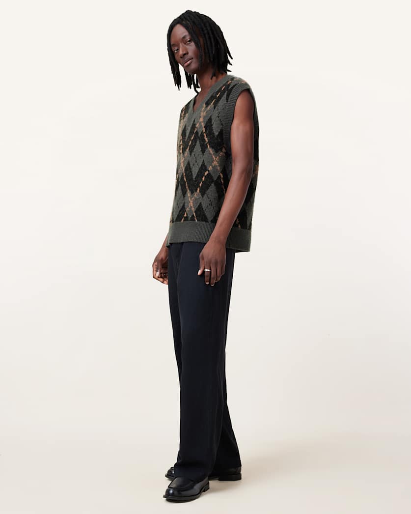 Adore Argyle Knitted V-Neck Tank Top