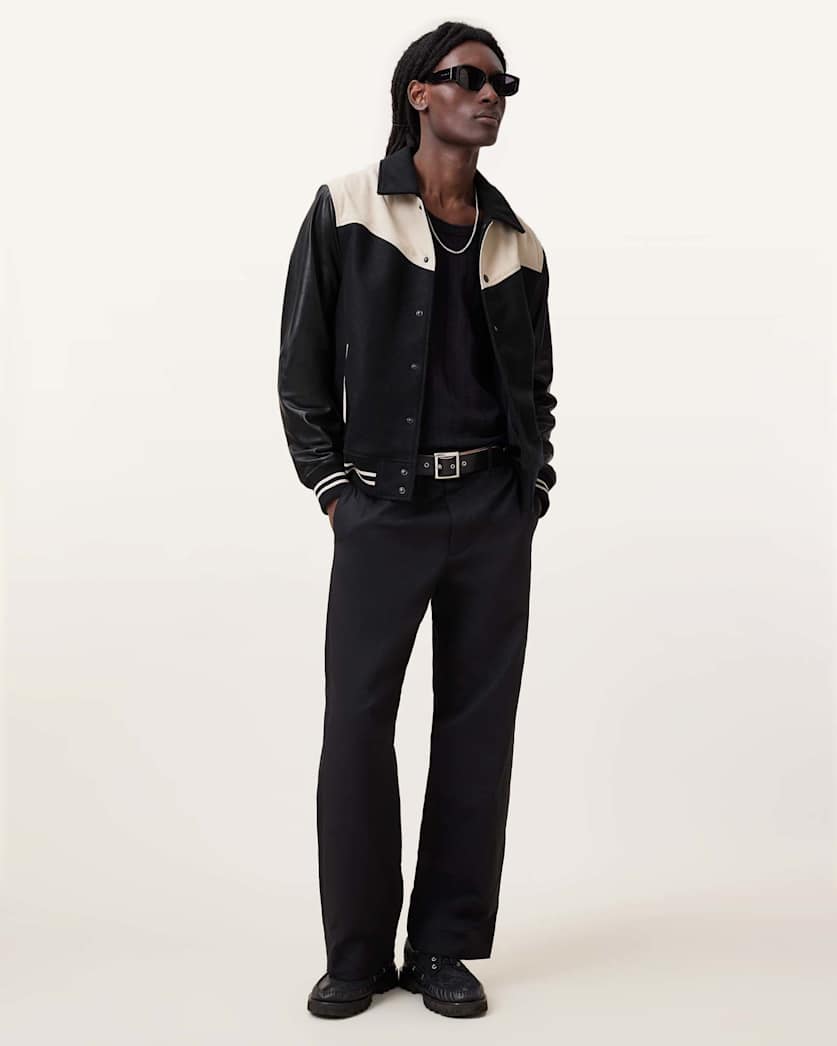 Endleton Contrast Leather Bomber Jacket