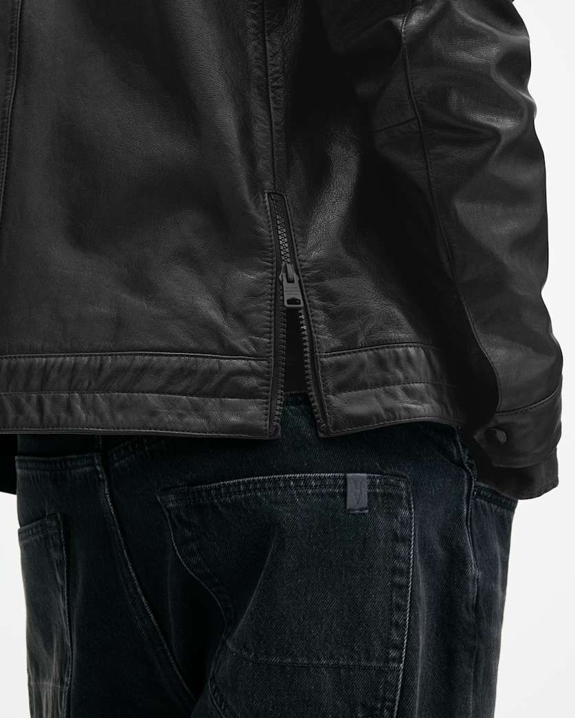 Jade Tab Collar Leather Jacket