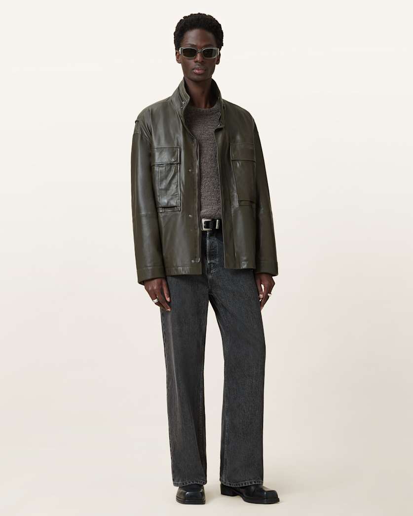 Halton Funnel Collar Leather Jacket