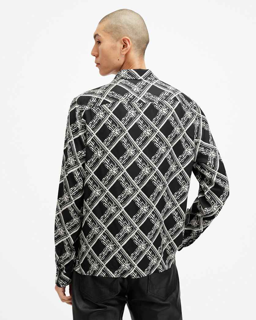 Grid Printed Long Sleeve Shirt