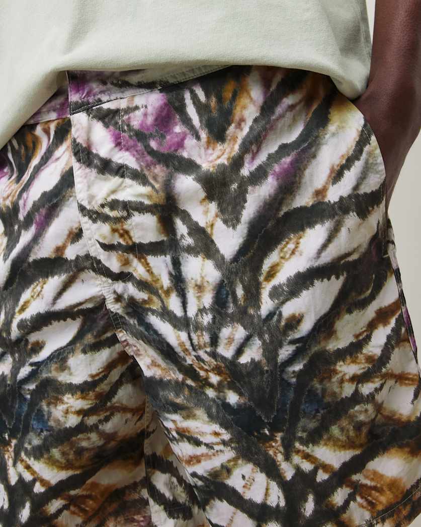 Tiger Tie Dye Print Swim Shorts