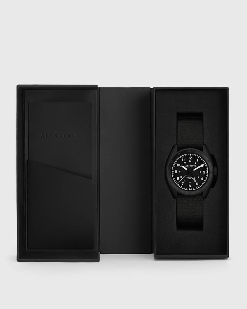 Subtitled GMT I Matte Black Stainless Steel and Black Nylon Watch
