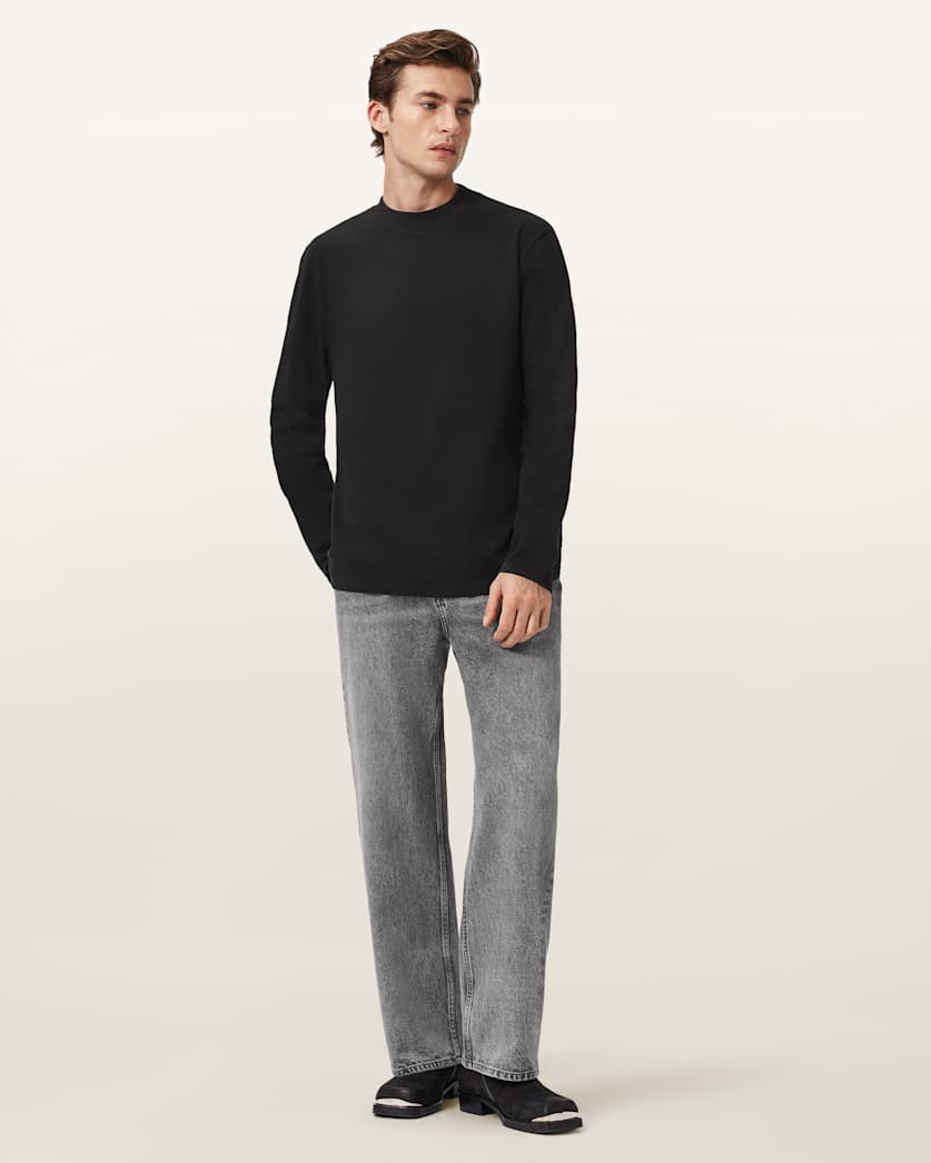 Nero Mock Neck Relaxed Fit T-Shirt