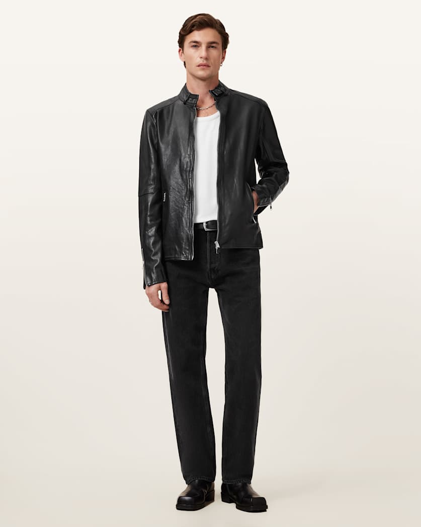 Cora Leather Snap Back Collar Jacket
