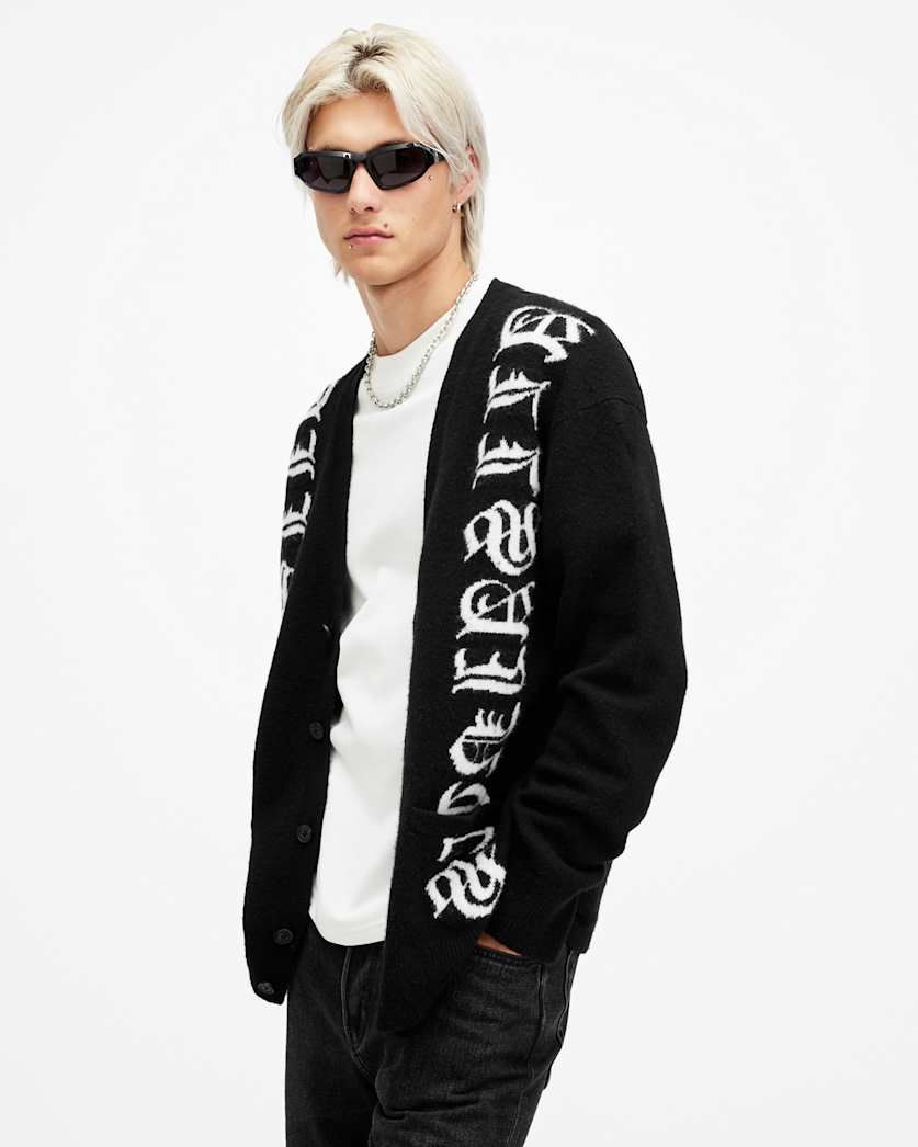 Scripture Gothic Jacquard Logo Cardigan
