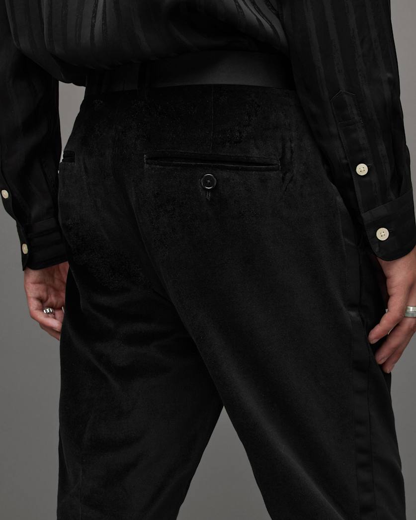 Lyra Satin Trim Velvet Slim Fit Trousers