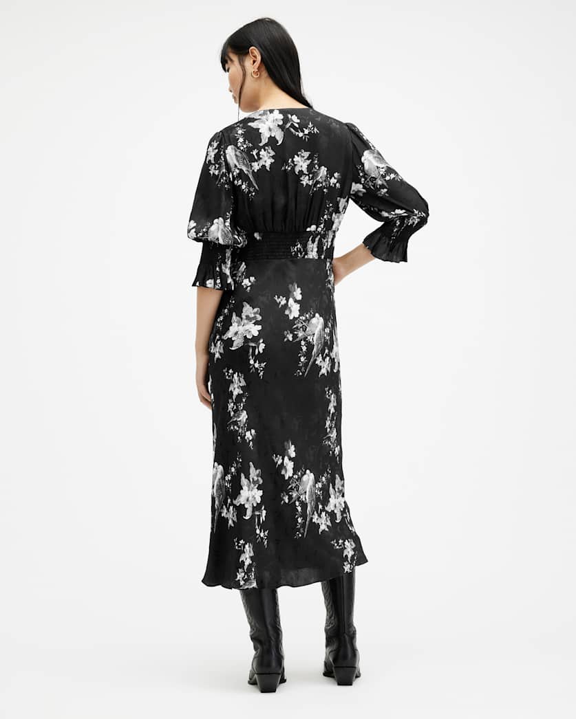 Ani Iona Jacquard V-Neck Midi Dress