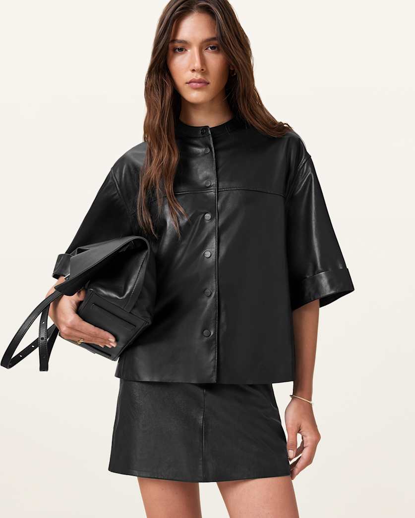 Renai Slim Fit Leather Mini Skirt