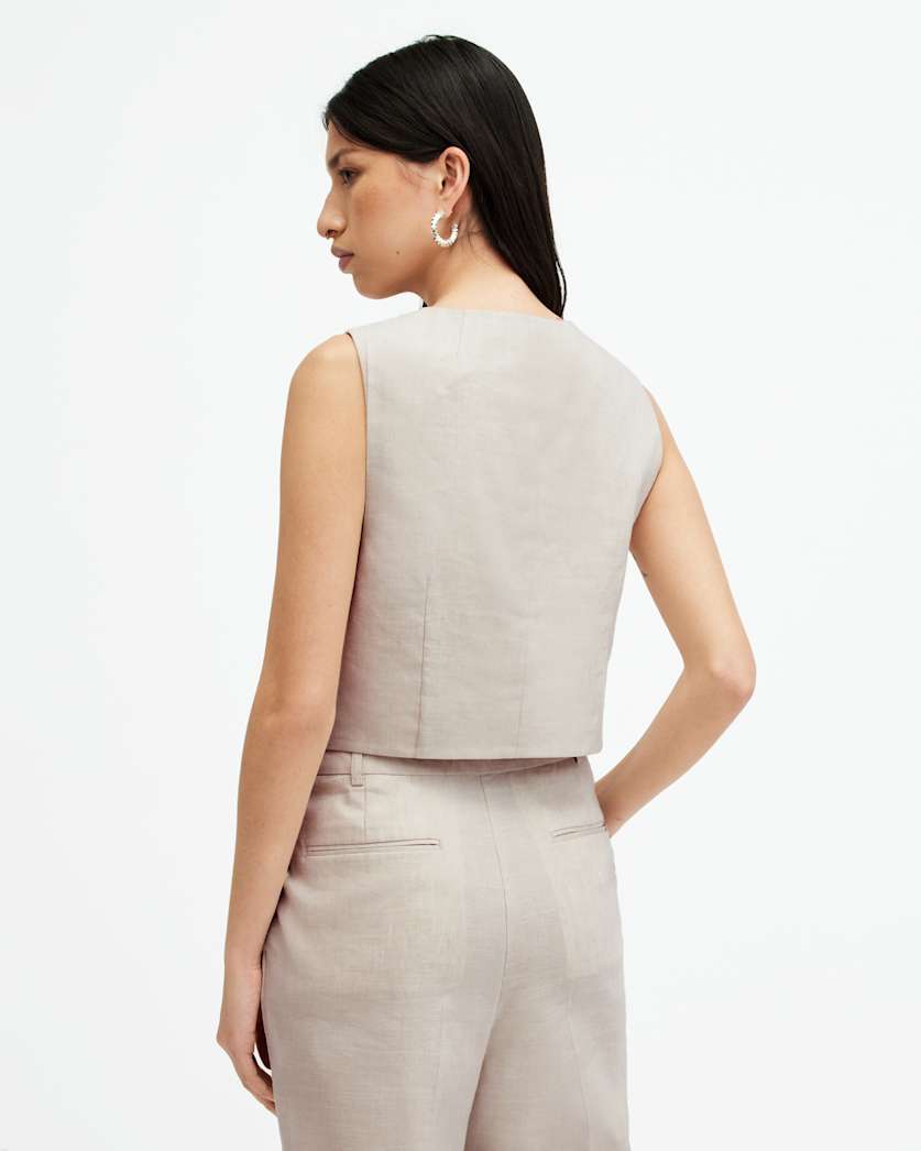 Whitney Linen Blend V-Neck Waistcoat