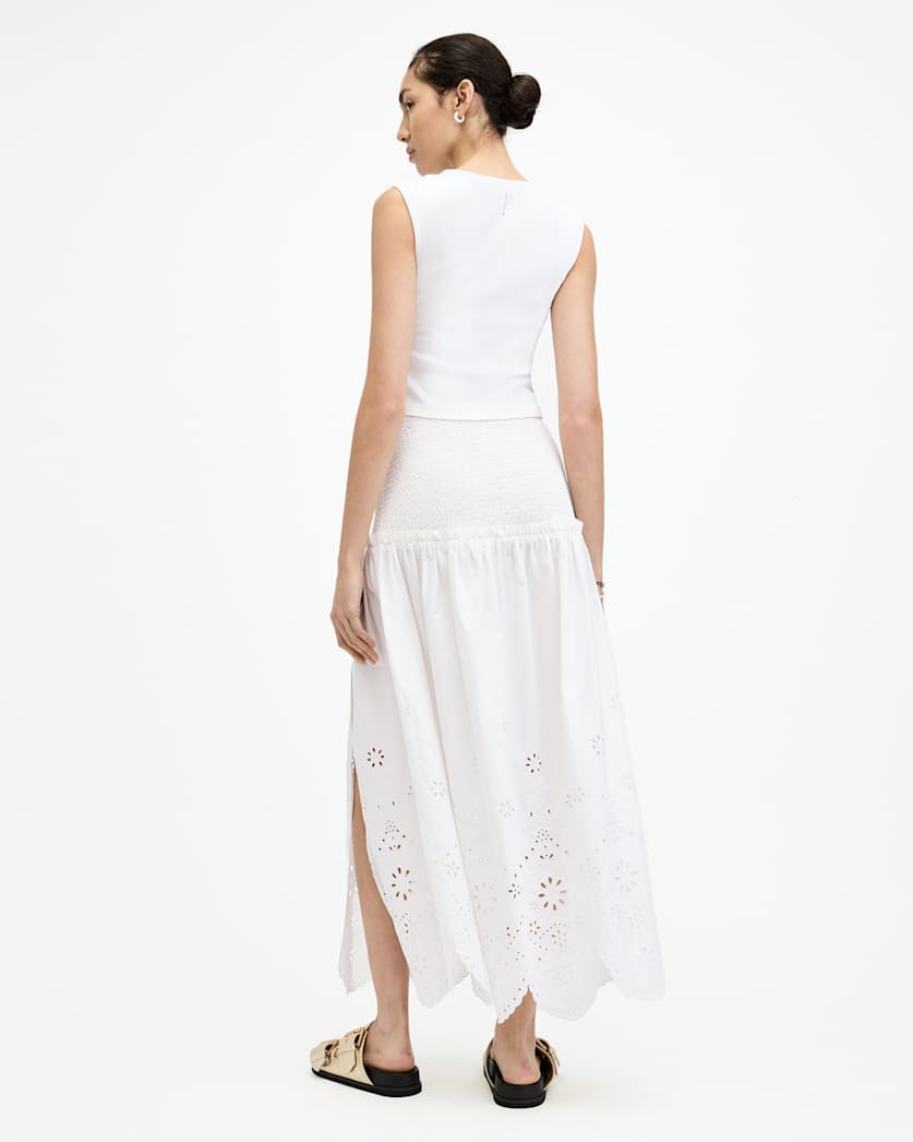 Alex Embroidered Broderie Midi Skirt