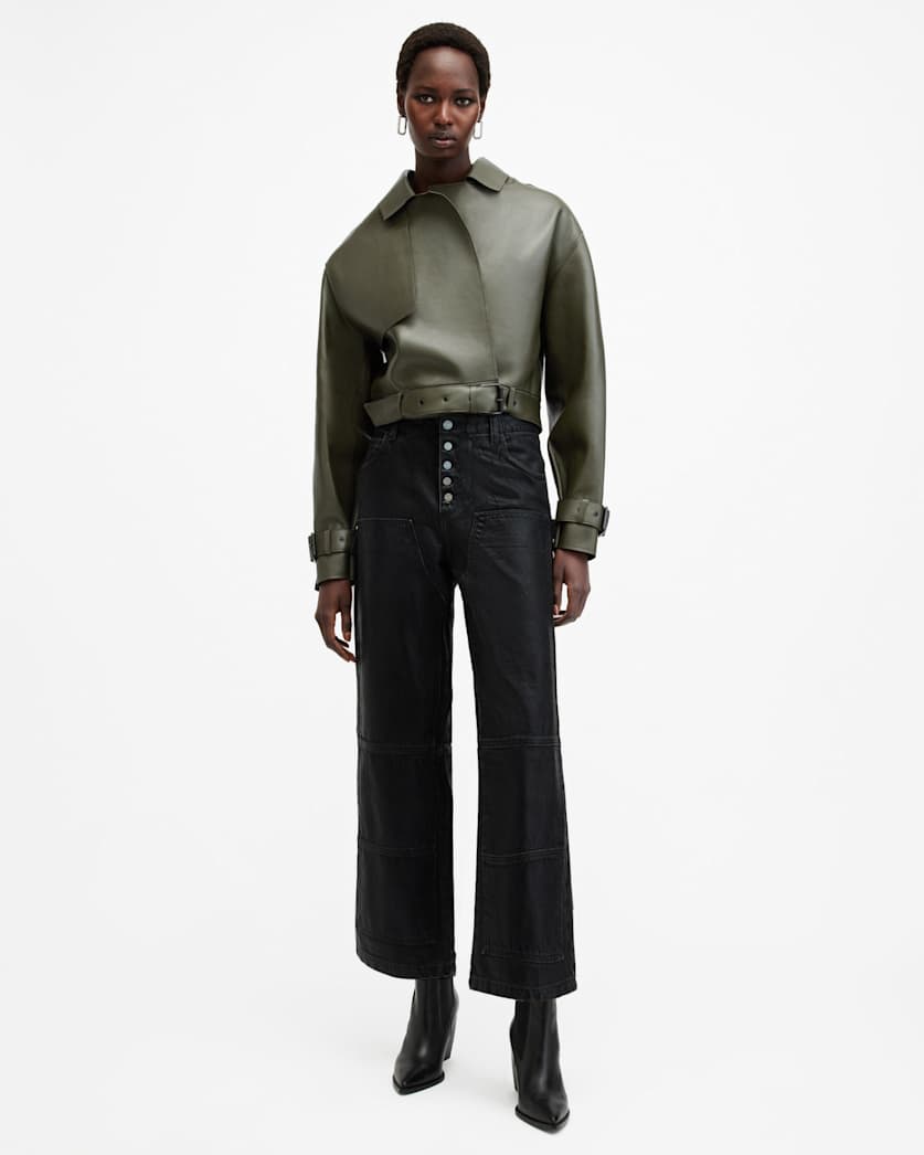 Ophelia Cropped Bonded Leather Jacket