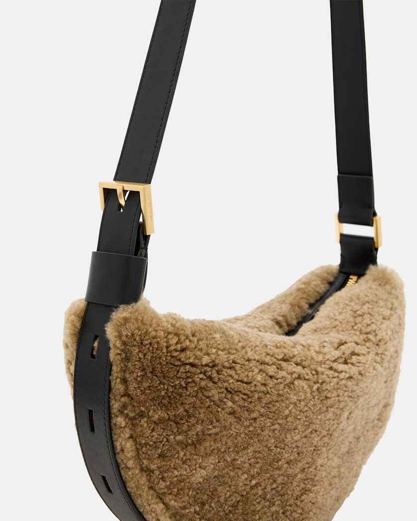 Half Moon Shearling Crossbody Bag
