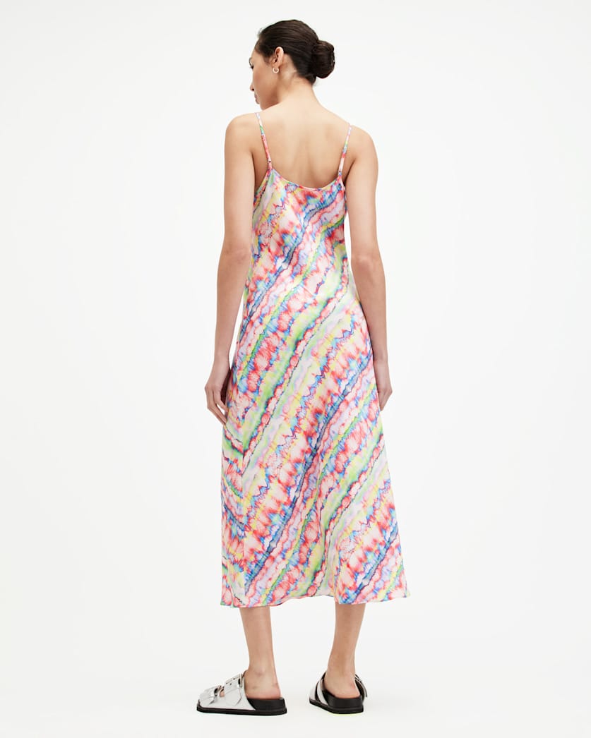 Bryony Rainbow Print Midi Slip Dress