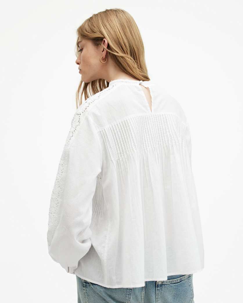 Elaia Embroidered Lace Trim Top