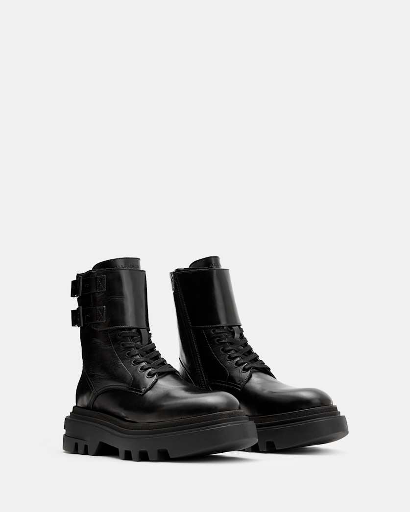Zoe Lace Up Chunky Leather Boots