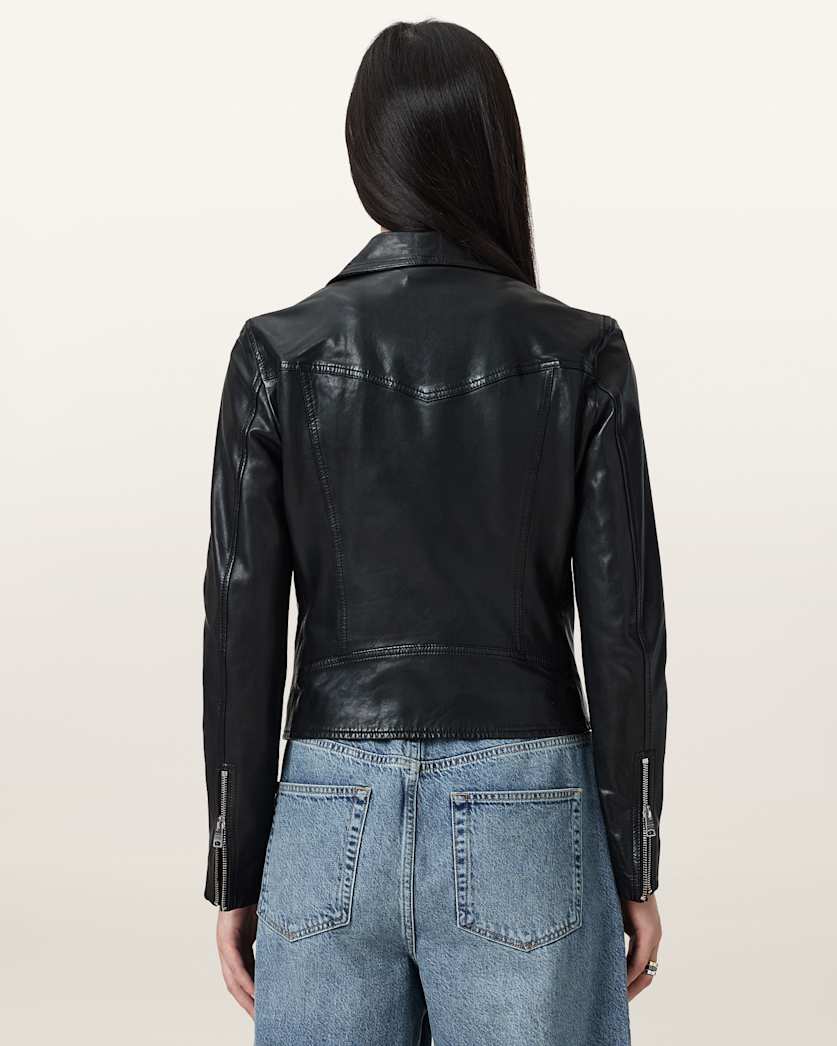 Vela Slim Fit Leather Biker Jacket