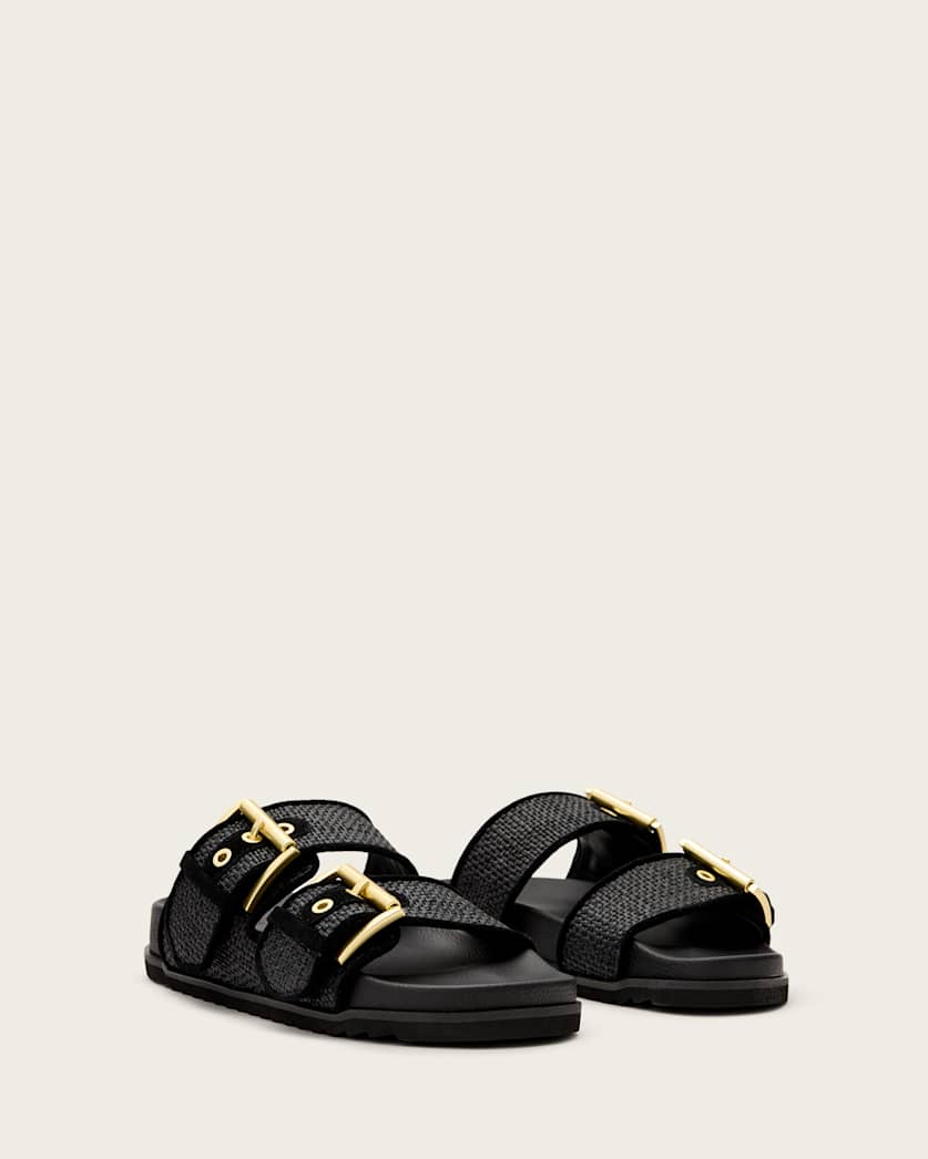 Sian Leather And Raffia Buckle Sandals