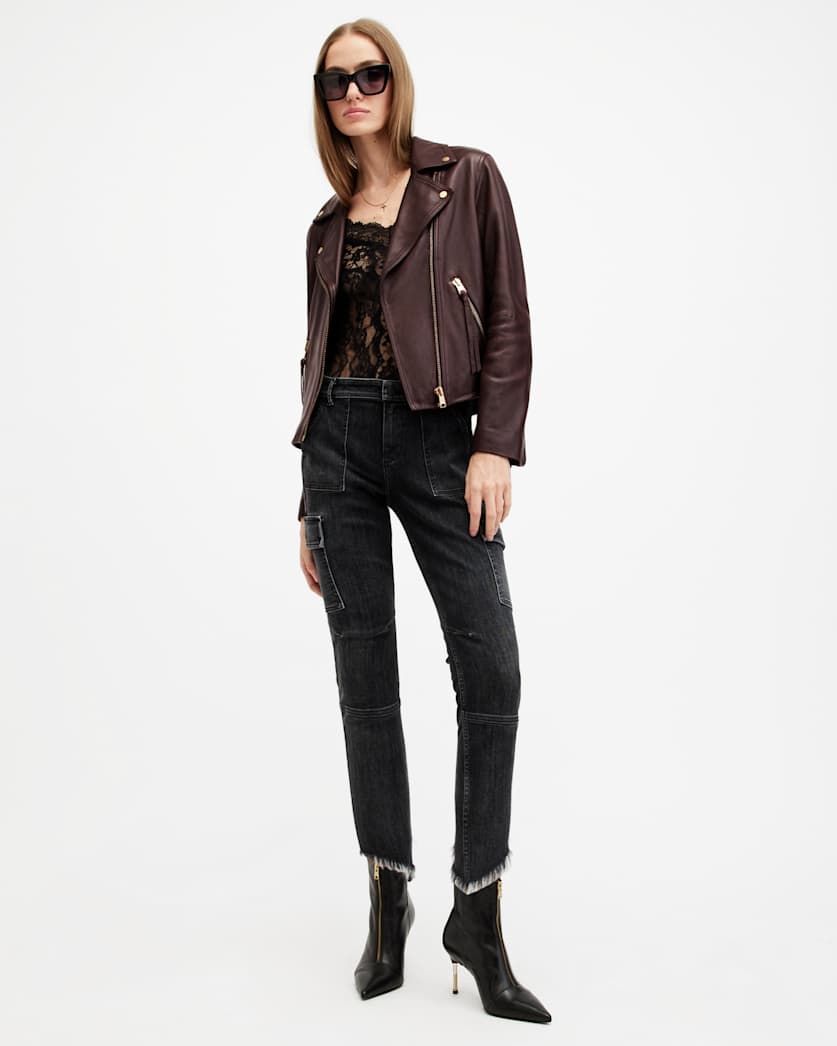 Dalby Slim Fit Leather Biker Jacket