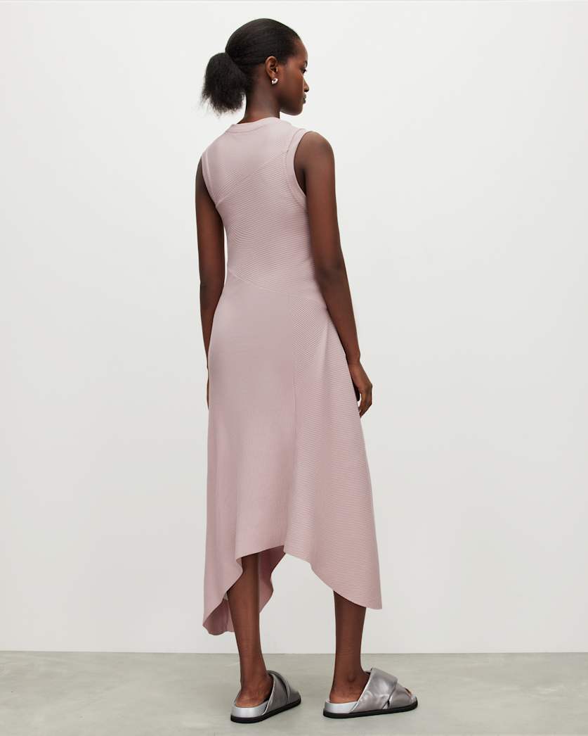 Gia Asymmetrical Ribbed Midi Dress
